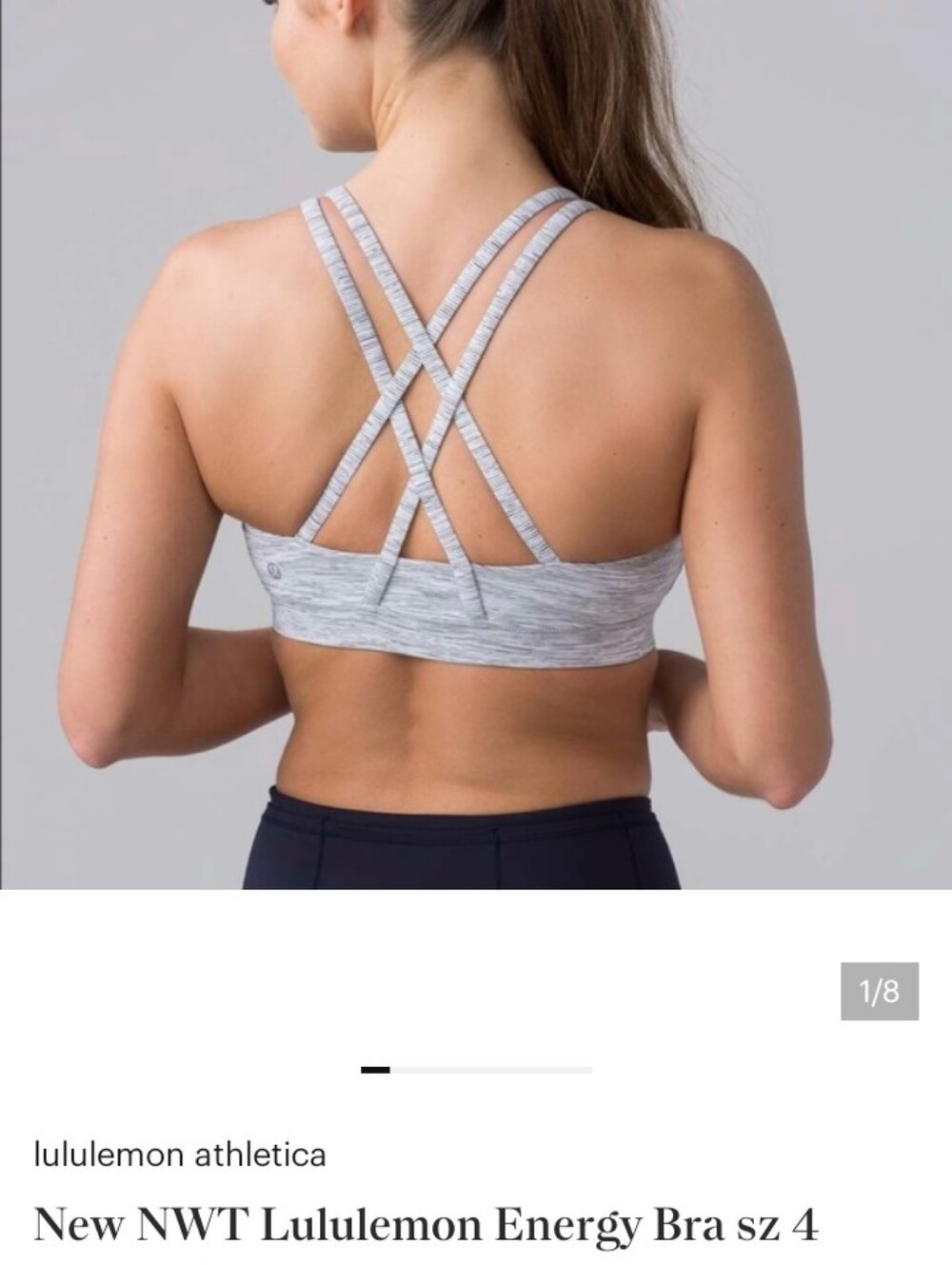 Lululemon Energy Bra In Heathered Slate Gray Size 8 + Matching Capris Size 8 - Picture 9 of 9